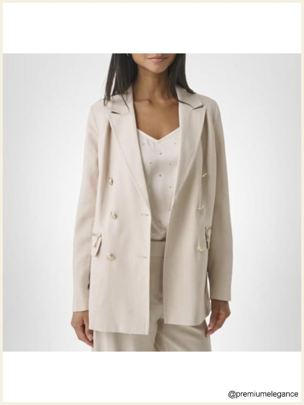 Women's Relaxed Gold Button Blazer, Notch Collar, Lightweight